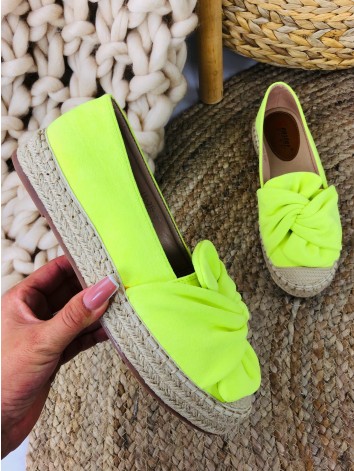 Női neonsárga espadrilles masnival