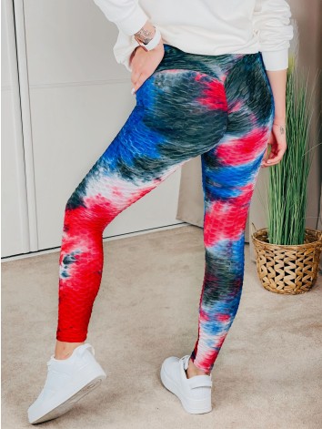 Női piros-kék alakformáló push-up leggings