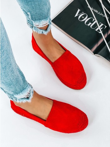 Női piros platform espadrilles Lauora