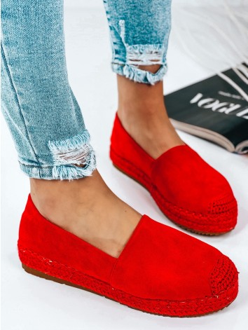 Női piros platform espadrilles Lauora