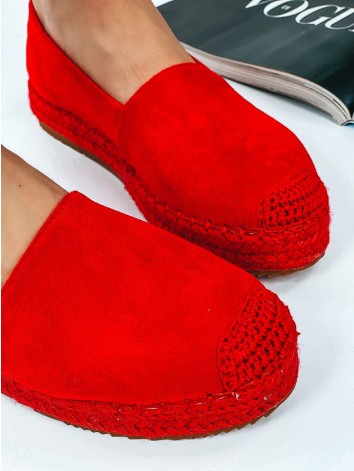 Női piros platform espadrilles Lauora