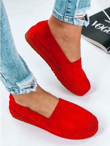 Női piros platform espadrilles Lauora