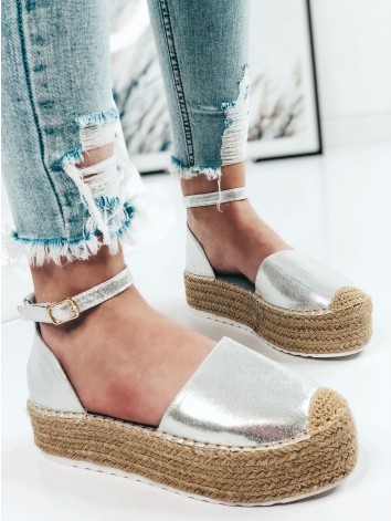 Női ezüst espadrilles platformmal