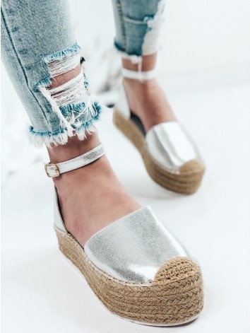 Női ezüst espadrilles platformmal