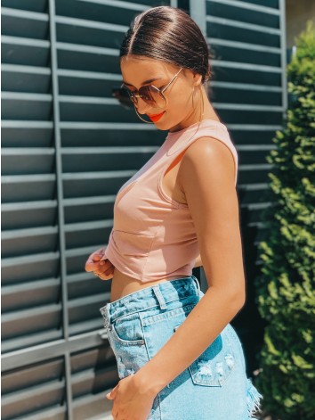 Női rövid rózsaszínű crop top