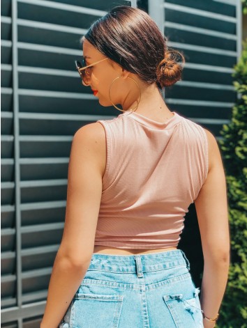 Női rövid rózsaszínű crop top