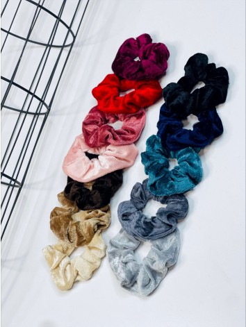 Scrunchie bársony hajgumi - korallszínű