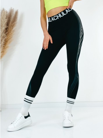 Női fitness fekete leggings CHLILACHU