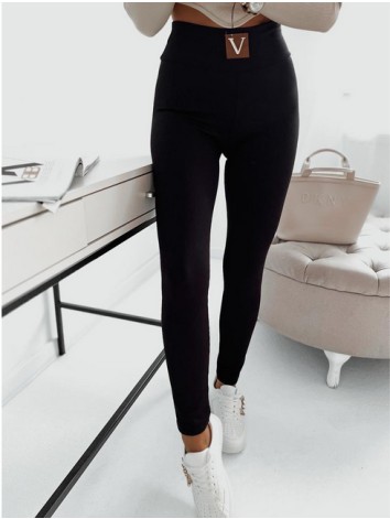 Női elasztikus bordázott leggings VALENTA - fekete