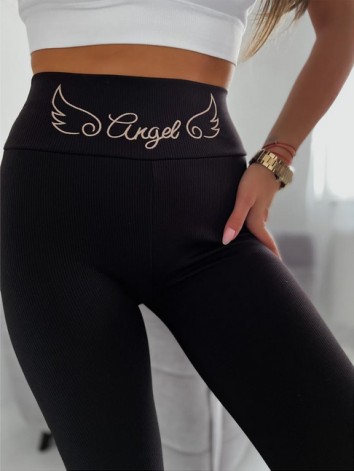 Női bordás elasztikus leggings ANGEL - fekete