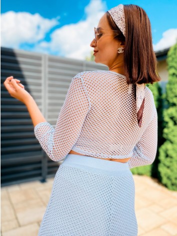 Női horgolt crop top - fehér