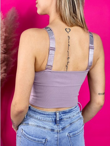 Női órózsaszínű crop-top díszkövekkel LOVE SECRET