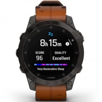 Hodinky Garmin Epix Sapphire, Black, Carbon Gray DLC Titanium, Leather Band (010-02582-30)
